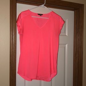 Coral short sleeved satin shirt